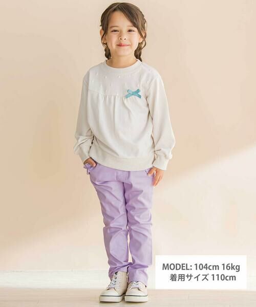 Noeil aime BeBe / ノイユ エーム べべ スウェット | パール風プリントリボン付きインレイトレーナー(80~130cm) | 詳細1