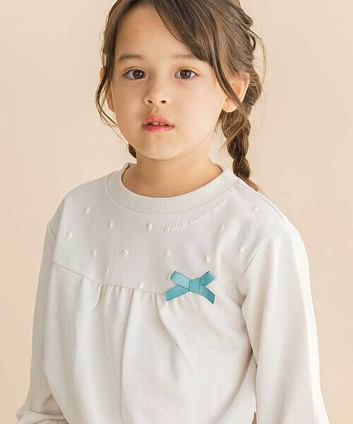 Noeil aime BeBe / ノイユ エーム べべ スウェット | パール風プリントリボン付きインレイトレーナー(80~130cm) | 詳細2
