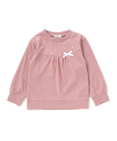 Noeil aime BeBe / ノイユ エーム べべ スウェット | パール風プリントリボン付きインレイトレーナー(80~130cm) | 詳細13