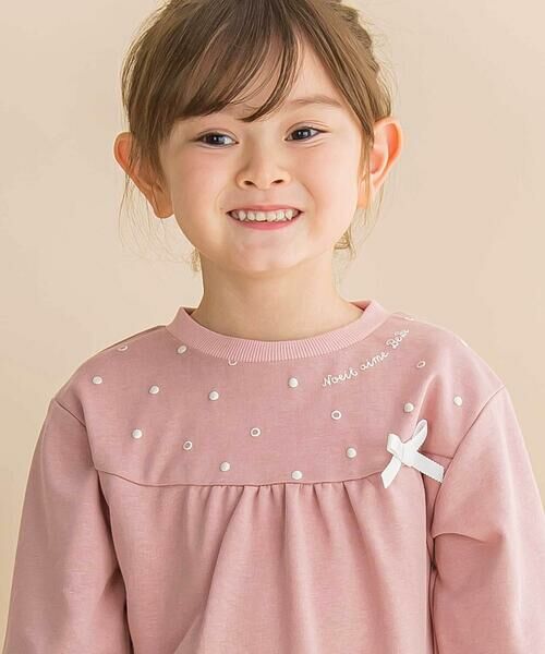 Noeil aime BeBe / ノイユ エーム べべ スウェット | パール風プリントリボン付きインレイトレーナー(80~130cm) | 詳細12