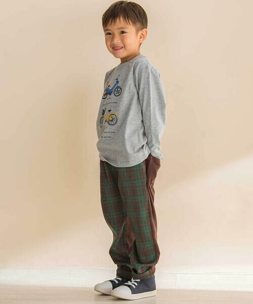 Noeil aime BeBe / ノイユ エーム べべ チノ・ワークパンツ | タータンチェックｘインレイ切り替えパンツ(80~130cm) | 詳細3