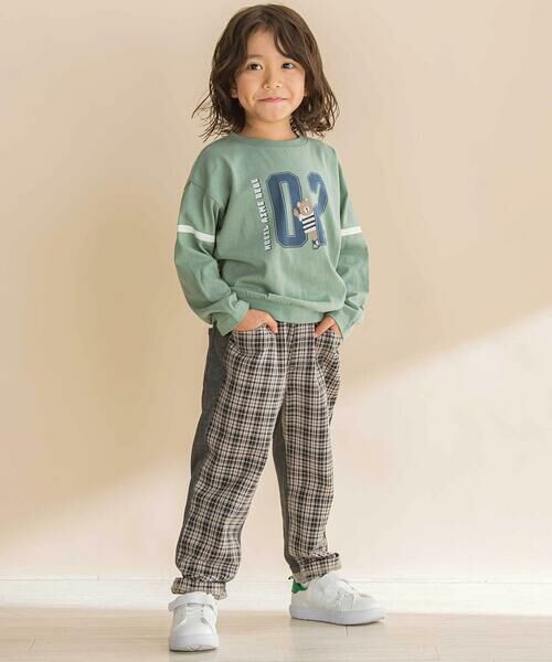 Noeil aime BeBe / ノイユ エーム べべ チノ・ワークパンツ | タータンチェックｘインレイ切り替えパンツ(80~130cm) | 詳細8