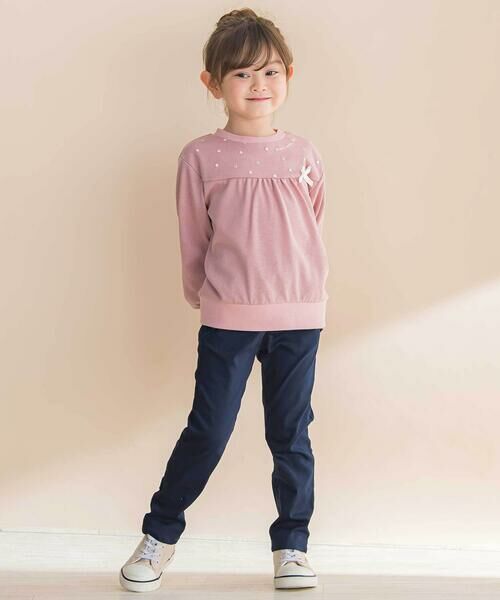 Noeil aime BeBe / ノイユ エーム べべ チノ・ワークパンツ | リボン付きストレッチツイルスリムパンツ(80~130cm) | 詳細2