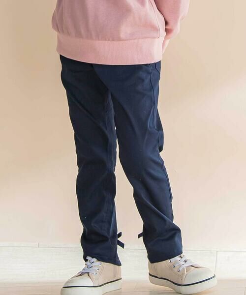 Noeil aime BeBe/ノイユ エーム べべ リボン付きストレッチツイルスリムパンツ(80~130cm) ネイビー 100cm Noeil aime BeBe/ノイユ エーム べべ リボン付きストレッチツイルスリムパンツ(80~130cm) ネイビー 100cm
