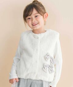 Noeil aime BeBe / ノイユ エーム べべ ベスト | ファーリボン付きベスト(90~130cm)