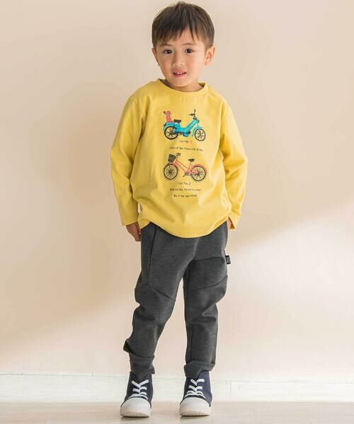 Noeil aime BeBe / ノイユ エーム べべ Tシャツ | 自転車プリント天竺ドロップショルダーＴシャツ(80~130cm) | 詳細1