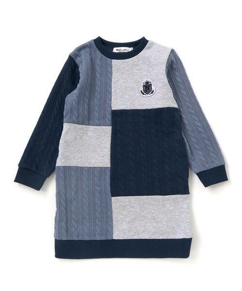 Noeil aime BeBe / ノイユ エーム べべ ミニ丈・ひざ丈ワンピース | 【お揃い】飛び裏毛ｘケーブルJQニットブロック切り替えワンピース(80~130cm) | 詳細4
