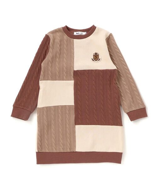Noeil aime BeBe / ノイユ エーム べべ ミニ丈・ひざ丈ワンピース | 【お揃い】飛び裏毛ｘケーブルJQニットブロック切り替えワンピース(80~130cm) | 詳細18
