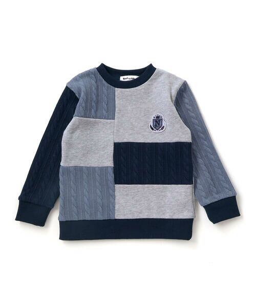 Noeil aime BeBe / ノイユ エーム べべ スウェット | 【お揃い】飛び裏毛xケーブルJQニットブロック切り替えトレーナー(80~130cm) | 詳細4