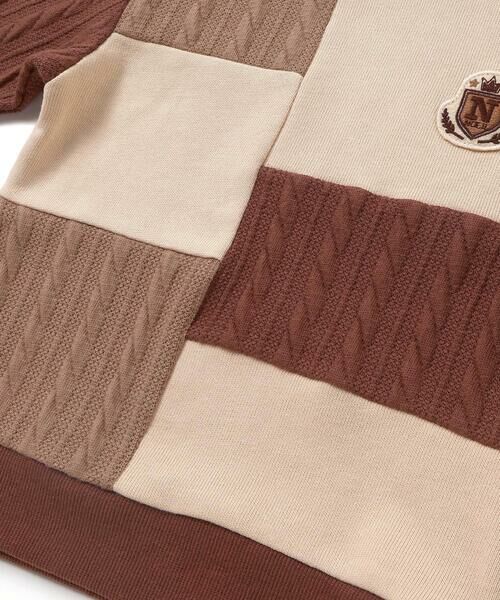 Noeil aime BeBe / ノイユ エーム べべ スウェット | 【お揃い】飛び裏毛xケーブルJQニットブロック切り替えトレーナー(80~130cm) | 詳細13