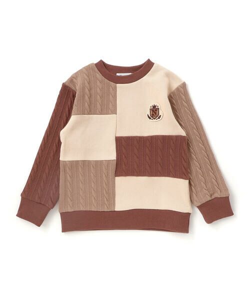 Noeil aime BeBe / ノイユ エーム べべ スウェット | 【お揃い】飛び裏毛xケーブルJQニットブロック切り替えトレーナー(80~130cm) | 詳細8