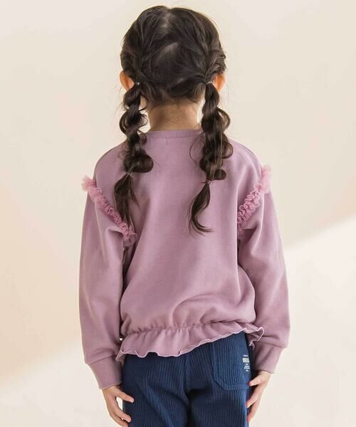 Noeil aime BeBe / ノイユ エーム べべ スウェット | TC裏毛ネコ刺しゅうチュール付きトレーナー(80~130cm) | 詳細3