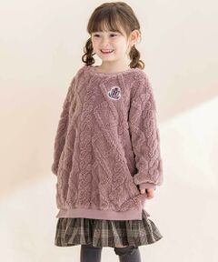 Noeil aime BeBe / ノイユ エーム べべ ミニ丈・ひざ丈ワンピース | 【お揃い】ケーブルボアｘタータンチェックワンピース(80~130cm)