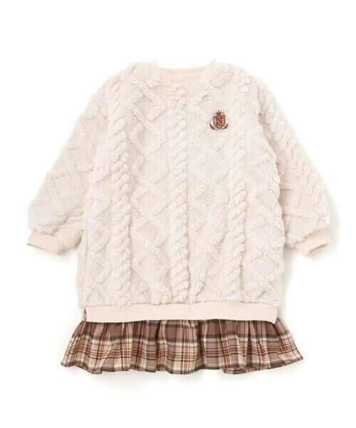 Noeil aime BeBe / ノイユ エーム べべ ミニ丈・ひざ丈ワンピース | 【お揃い】ケーブルボアｘタータンチェックワンピース(80~130cm) | 詳細3