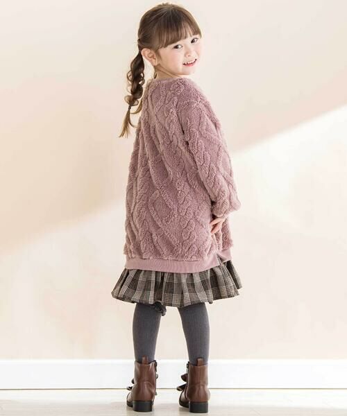 Noeil aime BeBe / ノイユ エーム べべ ミニ丈・ひざ丈ワンピース | 【お揃い】ケーブルボアｘタータンチェックワンピース(80~130cm) | 詳細7