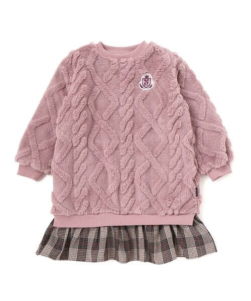 Noeil aime BeBe / ノイユ エーム べべ ミニ丈・ひざ丈ワンピース | 【お揃い】ケーブルボアｘタータンチェックワンピース(80~130cm) | 詳細8