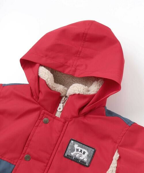 Noeil aime BeBe / ノイユ エーム べべ ミリタリージャケット・コート | タフタxボア異素材配色マウンテンパーカー(90~130cm) | 詳細10