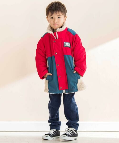 Noeil aime BeBe / ノイユ エーム べべ ミリタリージャケット・コート | タフタxボア異素材配色マウンテンパーカー(90~130cm) | 詳細2