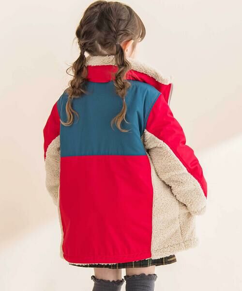 Noeil aime BeBe / ノイユ エーム べべ ミリタリージャケット・コート | タフタxボア異素材配色マウンテンパーカー(90~130cm) | 詳細5