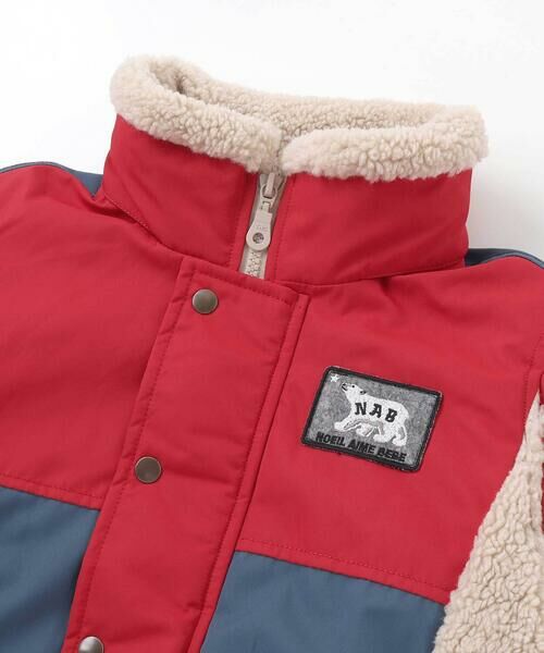 Noeil aime BeBe / ノイユ エーム べべ ミリタリージャケット・コート | タフタxボア異素材配色マウンテンパーカー(90~130cm) | 詳細8