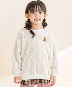 Noeil aime BeBe / ノイユ エーム べべ スウェット | 【お揃い】ケーブルボアｘタータンチェックトレーナー(80~130cm)