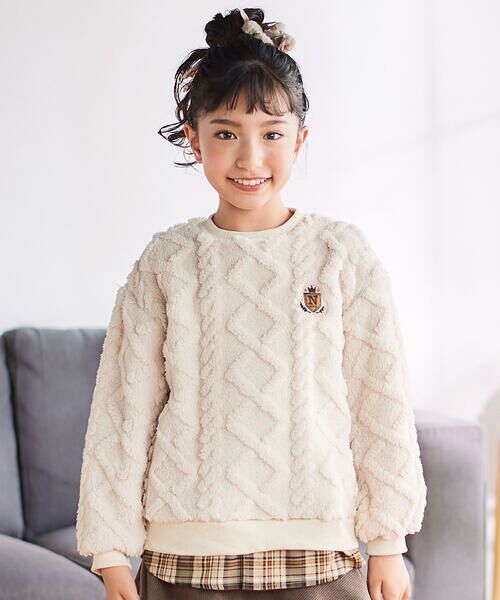 Noeil aime BeBe / ノイユ エーム べべ スウェット | 【お揃い】ケーブルボアｘタータンチェックトレーナー(80~130cm) | 詳細7