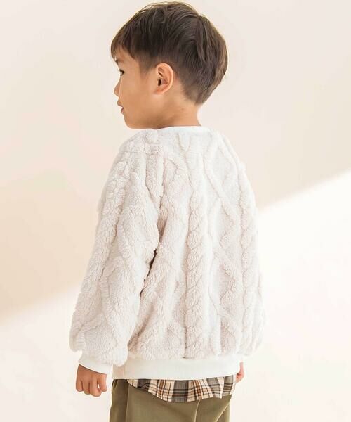 Noeil aime BeBe / ノイユ エーム べべ スウェット | 【お揃い】ケーブルボアｘタータンチェックトレーナー(80~130cm) | 詳細2