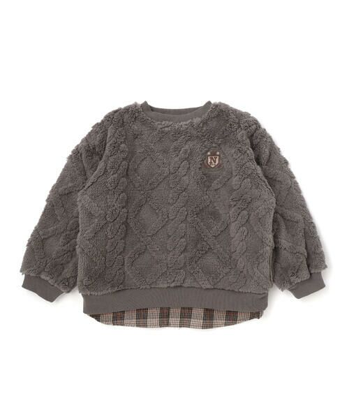 Noeil aime BeBe / ノイユ エーム べべ スウェット | 【お揃い】ケーブルボアｘタータンチェックトレーナー(80~130cm) | 詳細19