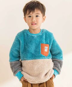 Noeil aime BeBe / ノイユ エーム べべ スウェット | ボア配色切り替えタフタポケットトレーナー(90~130cm)