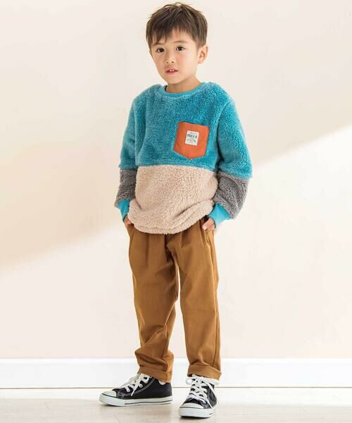 Noeil aime BeBe / ノイユ エーム べべ スウェット | ボア配色切り替えタフタポケットトレーナー(90~130cm) | 詳細2