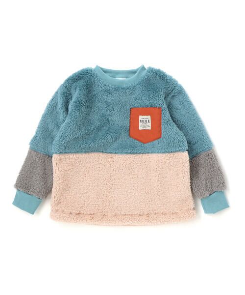 Noeil aime BeBe / ノイユ エーム べべ スウェット | ボア配色切り替えタフタポケットトレーナー(90~130cm) | 詳細4