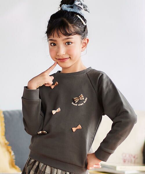 Noeil aime BeBe / ノイユ エーム べべ スウェット | 裏毛起毛リボン付きトレーナー(80~130cm) | 詳細4