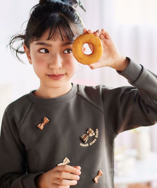 Noeil aime BeBe / ノイユ エーム べべ スウェット | 裏毛起毛リボン付きトレーナー(80~130cm) | 詳細5