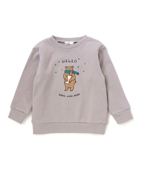Noeil aime BeBe / ノイユ エーム べべ スウェット | 裏毛起毛クマプリントトレーナー(80~130cm) | 詳細13