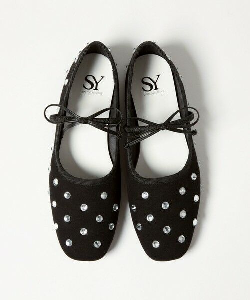 ODETTE E ODILE/オデット エ オディール <SY> マルチビジューバレエ フラット10↑ BLACK 22cm