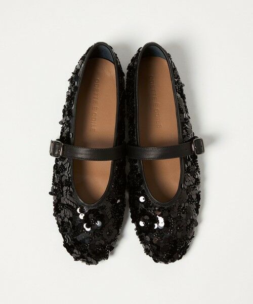ODETTE E ODILE / オデット エ オディール フラットシューズ | メリージェーンスパンコール フラット10↑(BLACK)