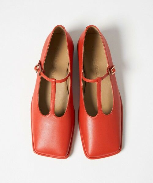 ODETTE E ODILE / オデット エ オディール フラットシューズ | ワイドスクエア Tストラップ フラット20↑（ORANGE）