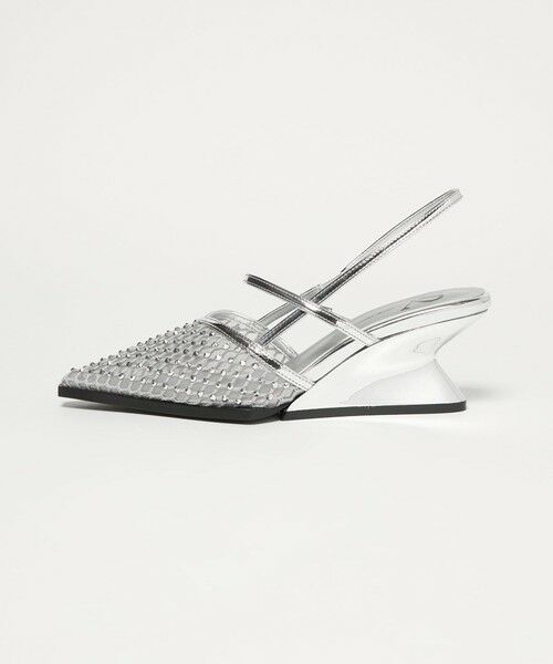 ODETTE E ODILE / オデット エ オディール サンダル | ＜SY＞ ポインテッド ビジュー ウェッジ バックベルト サンダル60↑（SILVER）