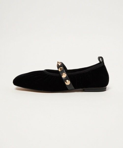 ODETTE E ODILE / オデット エ オディール フラットシューズ | ギャザードベルベット フラット10↑(BLACK)