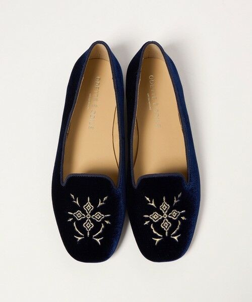 ODETTE E ODILE / オデット エ オディール フラットシューズ | 【WEB限定】エンブロイダリーオペラ フラット10■↑（NAVY）