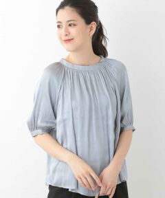 OFUON / オフオン シャツ・ブラウス | 【洗濯機で洗える】バンドカラーギャザーブラウス