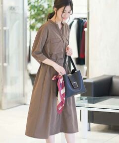 OFUON / オフオン ロング・マキシ丈ワンピース | 【洗濯機で洗える/2WAY】バンドカラーワンピース