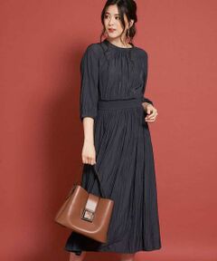 OFUON / オフオン ロング・マキシ丈ワンピース | 【洗える】ウエストシャーリングワンピース