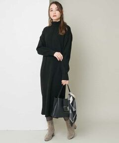 OFUON / オフオン ロング・マキシ丈ワンピース | 【洗える】ハイネックニットワンピース