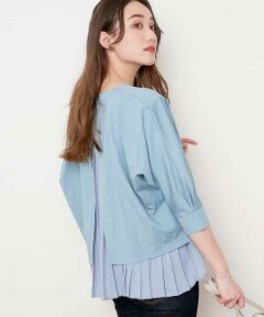 【洗濯機で洗える】【ロングシーズン対応】プリーツドッキングカットソー