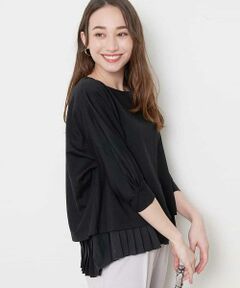 【洗濯機で洗える】【ロングシーズン対応】プリーツドッキングカットソー