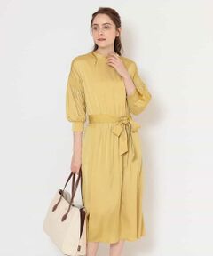 OFUON / オフオン ロング・マキシ丈ワンピース | 【洗える/前後2WAY】【ロングシーズン対応】シャーリングディテールワンピース