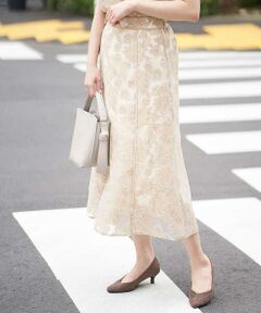 OFUON / オフオン ロング・マキシ丈スカート | 【洗える】オパールフラワープリントフレアスカート