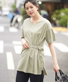 OFUON / オフオン カットソー | 【洗濯機で洗える】ベルト付きチュニック