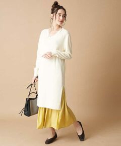 OFUON / オフオン ドレス | 【WEB限定】【洗濯機で洗える/2点セット】Vネックニットチュニック＋ロングスカート